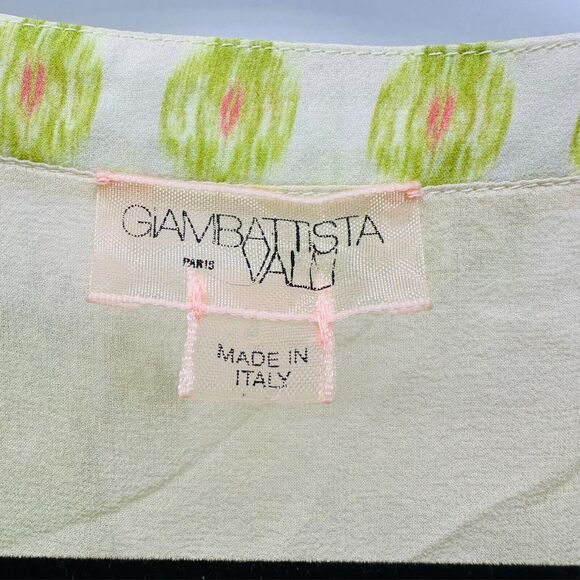 GIAMBATTISTA VALLI PARIS Blouse Silk Sheer Sz M It 44 Green Paisley Luxury Money - Picture 4 of 11